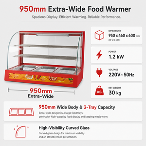 Commercial Curved Glass Heated <b>Food</b> Display Cabinet 220V 1.2kW Countertop Warmer for Bakery Fast <b>Food</b> Restaurant Snack Bar - Product Image 2