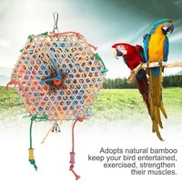 Jouets pour oiseaux : Accessoires de cage à oiseaux en forme de paille et de corde, style papier, à mâcher, en bambou tressé, forme rectangulaire, Guangdong