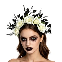 Penjualan Terlaris Bando Bunga Mawar Gothic Daun Hitam Pesta Cosplay Halloween