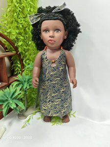 Belle poupée bébé de 45 cm, jouet en plastique souple, modèle éducatif, jouet DIY avec vêtements interchangeables, cheveux afro bouclés noirs - Product Image 2
