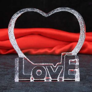 Honor of Crystal Blank Custom Clear Cube K9 Heart Shape Trophy Engraving Wedding Gift