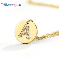 26 pendentifs en acier inoxydable plaqué or véritable avec incrustation de CZ, lettres initiales de l'alphabet pour la fabrication de colliers