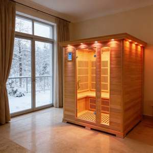 Sauna carré en cèdre rouge de qualité supérieure, durable, pour 2-3 personnes, pour une récupération active, sauna en bois massif durable pour un calme thérapeutique - Product Image 1