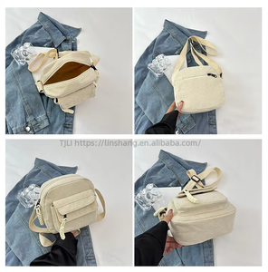 Hot Sale Corduroy Messenger Bags Fashion Solid Color Women's Adjustable <b>Strap</b> Campus Style <b>Shoulder</b> Crossbody Sling Bags - Product Image 4