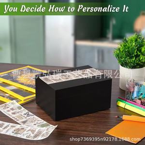 Caja de recuerdos de madera creativa, caja con tapa abatible para colección de joyas, caja de almacenamiento multiusos, caja para tarjetas, caja de madera para regalo - Product Image 3
