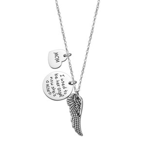 Collar colgante de alas biseladas de acero inoxidable para el regalo del día de la madre Solía ​​ser tu ángel, ella era el colla - Product Image 1