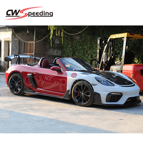 KIT DE CORPS DE DIFFUSEUR ARRIÈRE DE PARE-CHOCS AVANT EN FIBRE DE CARBONE DE STYLE <span class=keywords><strong>GT4</strong></span> RS PERSONNALISÉ pour <span class=keywords><strong>PORSCHE</strong></span> 718 BOXSTER - Product Image 5