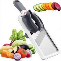 Mandoline à légumes manuelle avec lames en acier inoxydable réglables, poignée ergonomique, compatible lave-vaisselle, pour la maison