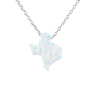 925 forma de cadena de plata esterlina de Texas <span class=keywords><strong>State</strong></span> Map Lab Opal <span class=keywords><strong>Charm</strong></span> colgante collar - Product Image 2
