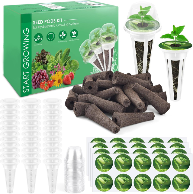 66 PCS Hydroponics Growing System Kit Seed Pods Kit Including Grow Sponges Plant Baskets Domes Labels for Aerogarden