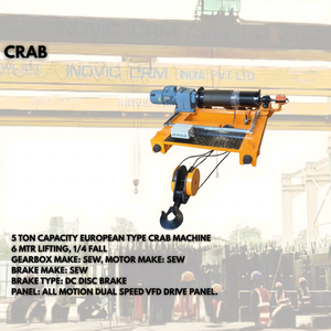 Unité de grue à griffes INOVIC CRM Ton Heavy Duty EOT |   Chariot suspendu à double poutre pneumatique pour construction métallique avec câble métallique - Product Image 1