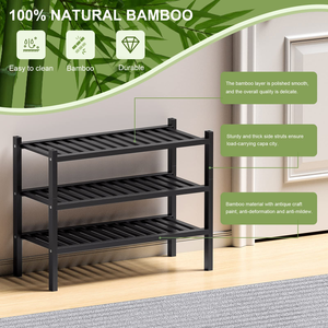 <b>Storage</b> Shelf <b>Shoe</b> Racks Stands Shelves Organizer 3 Tier <b>Shoe</b> Rack Cabinet Bamboo Wooden <b>Shoe</b> Rack Stack for Home - Product Image 4