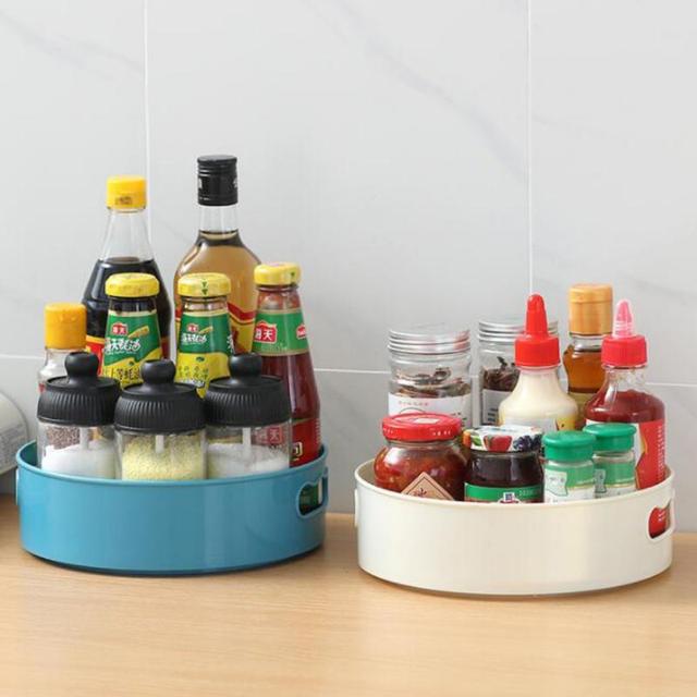 Multifunctional Spice Rack Turntable 360 Degree Rotating Tray Rotating Storage Organizer