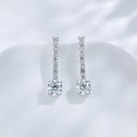 Boucles d'oreilles pendantes en or blanc 18 carats avec diamants de laboratoire, boucles d'oreilles fines et tendance, boucles d'oreilles statement avec diamants de laboratoire