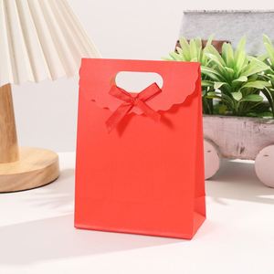 Solid White Cardboard Tote Bag with Bow Design Large Capacity and Customizable Logo Print for Promotional Paper <b>Gift</b> Packaging - Product Image 4