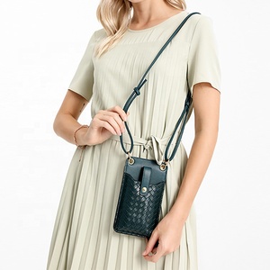 New Design Multifunction Woven Pattern Shoulder Crossbody <strong>Bag</strong> Pu Leather <strong>Mobile</strong> Phone <strong>Bags</strong> for Women - Product Image 1
