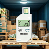 Registrador de Datos de Temperatura de Un Solo Uso S200 para Cadena de Frío de Alimentos y Farmacéuticos, USB PDF/CSV, 32,000 Registros, Monitoreo de Logística de Vacunas y Mariscos