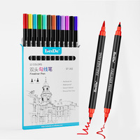 Stylo marqueur artistique double pointe 12 couleurs pour calligraphie, dessin et peinture aquarelle
