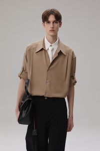 Coton de luxe 160 GSM pour chemises d'été, léger, respirant, doux, drapé, minimaliste, décontracté chic pour hommes - Product Image 4