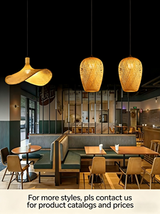 Lampadario E27 in Stile Retrò Pastorale, Creativo e Personalizzato, con Paralume in Bambù Intrecciato e Rattan, per Ristoranti - Product Image 5