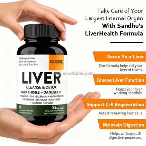 Suppléments végétariens à base de plantes de 70 capsules testés par des tiers, approvisionnement en 35 jours, nettoyage du foie, désintoxication, sans gluten, soja, produits laitiers, OEM, adultes - Product Image 2