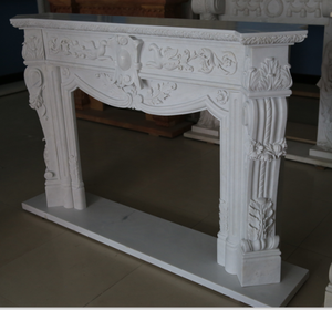 Chimenea Tradicional de Mármol con Tallado Ornamental, de Piedra Blanca, para Interiores, con Leña, para Comedor - Product Image 3