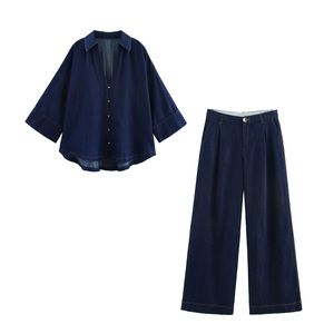 <strong>Turn</strong> Down Collar Buttons <strong>up</strong> Long Sleeve Denim Blue Color Casual Fashion <strong>Jeans</strong> Tops Blouse for <strong>Women</strong> - Product Image 6