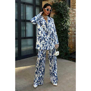 ชุดสูทผ้าซาตินลายโซเบ้ผู้หญิงแขนสามส่วนฤดูร้อนป้องกันริ้วรอยหรูหราหลากสี - Product Image 5