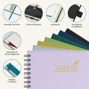 Agenda spirale A4 Yonghao 2026 – Planificateur scolaire 18 mois avec couverture en similicuir bleu Prusse et <span class=keywords><strong>notes</strong></span> de réunion – Disposition hebdomadaire - Product Image 2