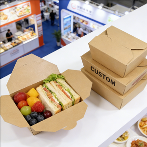 กล่องกระดาษคราฟท์แบบกำหนดเอง บรรจุภัณฑ์อาหารแบบใช้แล้วทิ้ง กล่องใส่อาหารแบบนำกลับบ้าน ถาดใส่อาหารจานด่วน เป็นมิตรกับสิ่งแวดล้อม ย่อยสลายได้ ขนาด 500 มล. - Product Image 2