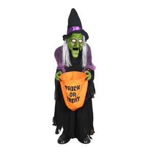 Ultima Novità: Strega di <span class=keywords><strong>Halloween</strong></span> a Grandezza Naturale con Attivazione Sonora, Accessori per Carnevale, Strega Animatronica Parlante per Decorazioni - Product Image 1
