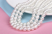 Collar de Perlas de Agua Dulce de Triple Hilera, Joyería para Mujer con Cierre de Circonita, Elegante, Clásico y Natural