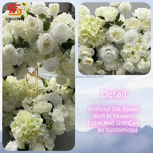 SMOOTH Camino de Mesa de Flores Artificiales de Seda Realistas, Color Blanco Rosa, Diseño Asimétrico, 80cm/120cm, Centros de Mesa para Bodas - Product Image 2