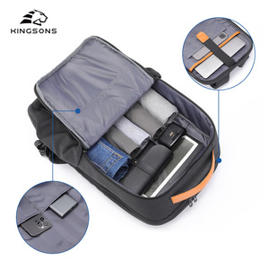Kingsons Laptop <b>Backpack</b> 20-35L <b>Waterproof</b> Unisex Casual Travel <b>Backpack</b> With Handle Solid Color Blue - Product Image 3