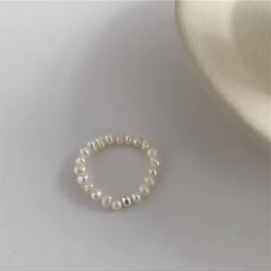 2025 New 925 Silver Material High-end Design Temperament Silver Irregular Small <b>square</b> <b>Combination</b> Pearl Ring - Product Image 3