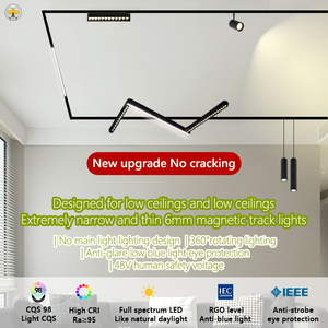 48V quang phổ đầy đủ dẫn chiếu sáng phong cách hiện đại cực kỳ hẹp từ theo dõi ánh sáng đường sắt trắng đen nhôm đèn cho phòng khách - Product Image 3