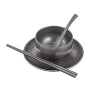YolecenDirect Supply Vaisselle en acier inoxydable de luxe léger et rétro, ensemble de bols et de plats pour les restaurants de barbecue commerciaux, ancien gobelet à eau