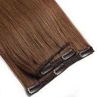 Extensions à clips sans couture 100% cheveux humains Remy double épaisseur, 9 pièces pour tête entière, pour cheveux fins et légers, 18-26 pouces, brun chocolat