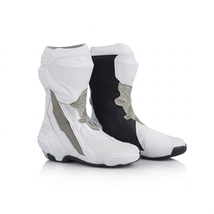 Botas de Motociclismo de Cuero Blanco Premium, Calzado Protector para Motociclistas, Equipo de Conducción para Hombre - Product Image 1