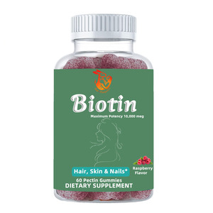 Gomitas de Biotina con Sabor a Frambuesa, Venta al por Mayor de Fábrica, con Biotina para un Cabello Largo, Fuerte y Grueso, Suplementos Herbales Naturales en Gomitas - Product Image 1