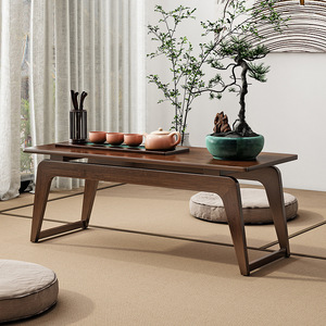 Table basse en bois de style japonais, faite à la main, pour salle tatami - Product Image 4