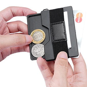 Minimalista RFID Anti-Roubo ID <span class=keywords><strong>Card</strong></span> Holder Business <span class=keywords><strong>Mens</strong></span> Coin Storage <span class=keywords><strong>Wallet</strong></span> com Carabiner Umbrella Rope Alumínio Acessório - Product Image 2