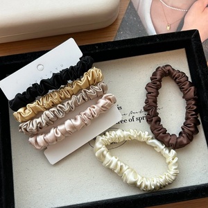 Premium 100% Mulberry Silk Skinny Scrunchies 19 Momme Custom Logo Wholesale Hair <b>Ties</b> - Product Image 1