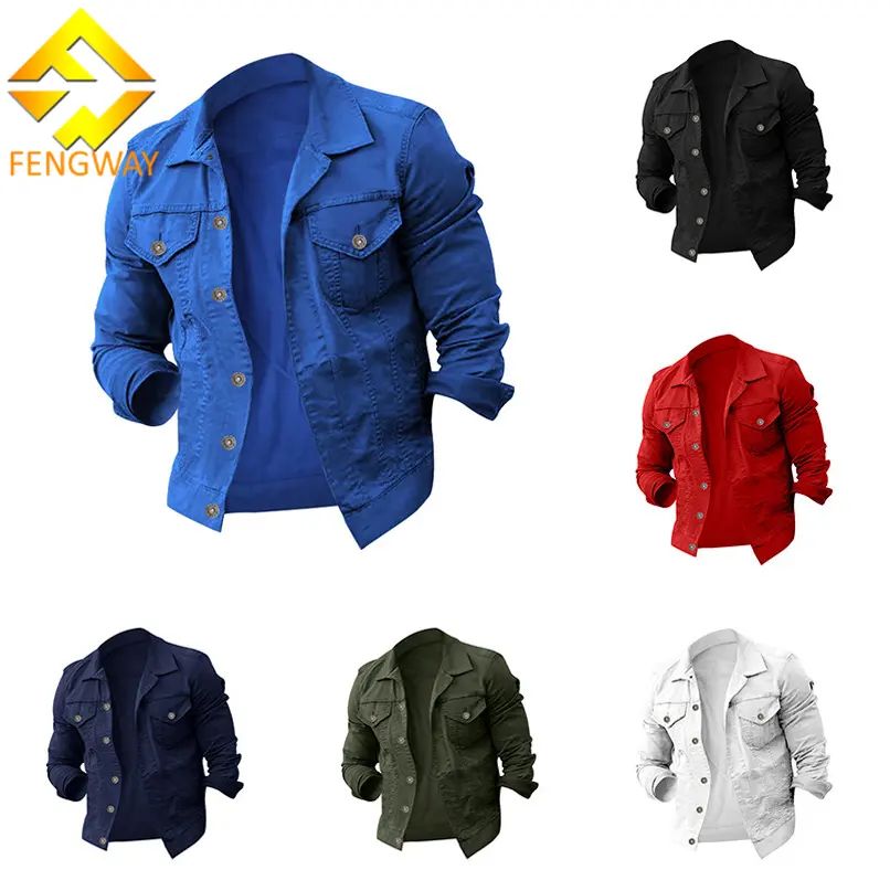 Fengwya Custom Plus Size Men's Jacket Solid Color Turndown Collar Shirt Jacket Slim Fit Button Cargo Jacket For Men