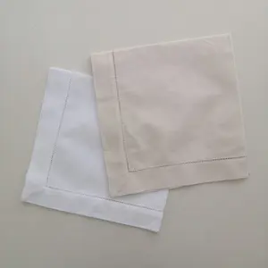 N001-20 Ramiè Miscela Del Cotone 120 pcs Bianco Orlo A Giorno Cena Tovaglioli 20 "x 20" Scaletta Orlo A Giorno di Stoffa Cena Tovagliolo