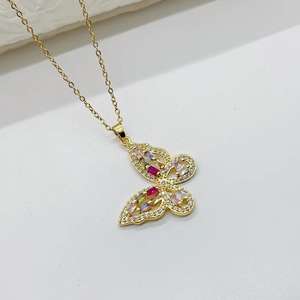 สร้อยคอจี้ผีเสื้อหลากสีสันสุดหรูสร้อยคอแฟชั่นเพทายผีเสื้อผู้หญิงของขวัญเครื่องประดับ - Product Image 2