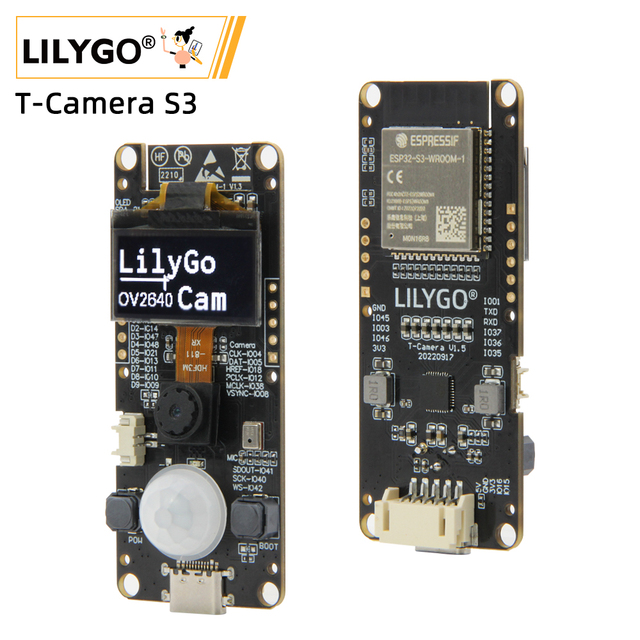 LILYGO T-Camera S3 Development Board ESP32-S3FN16R8+OV2640 Camera+0.96" OLED Wi-Fi/BLE5+BT Mesh Support PIR Motion Detection