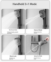 Robinet de douche thermostatique intelligent en laiton avec barre coulissante, poignée unique, pommeau de douche carré, surface polie, jets doux/pluie/puissants/massage