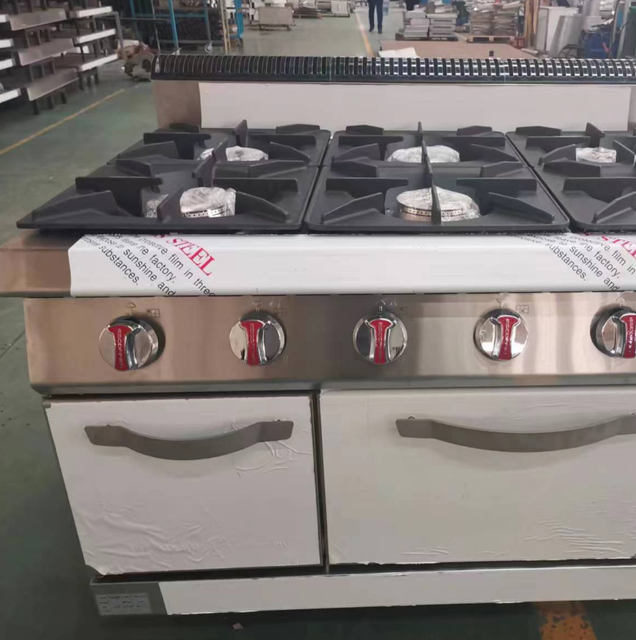 Ruitai Six Commercial Gas Electric Stove Dual Use with Oven Burner Pot Stove with Oven Stainless Steel One Machine Dual Energy