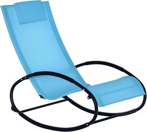 Chaise longue <span class=keywords><strong>de</strong></span> patio extérieure respirante en maille avec coussin pour bronzer, bleu ciel - Product Image 1